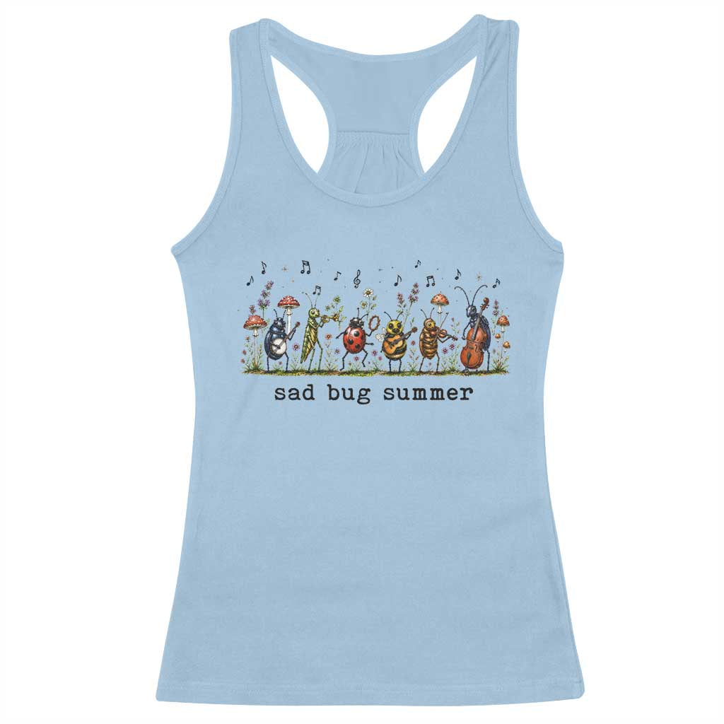 Sad Bug Summer Funny Insect Inspired Indie Aesthetic Racerback Tank Top Folk Pop Music Bugs Lover