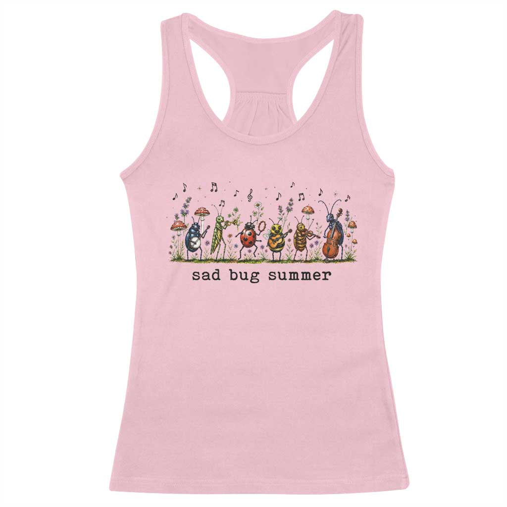 Sad Bug Summer Funny Insect Inspired Indie Aesthetic Racerback Tank Top Folk Pop Music Bugs Lover