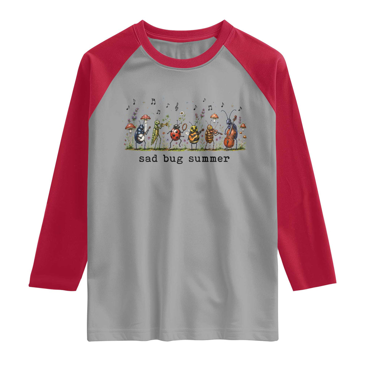 Sad Bug Summer Funny Insect Inspired Indie Aesthetic Raglan Shirt Folk Pop Music Bugs Lover