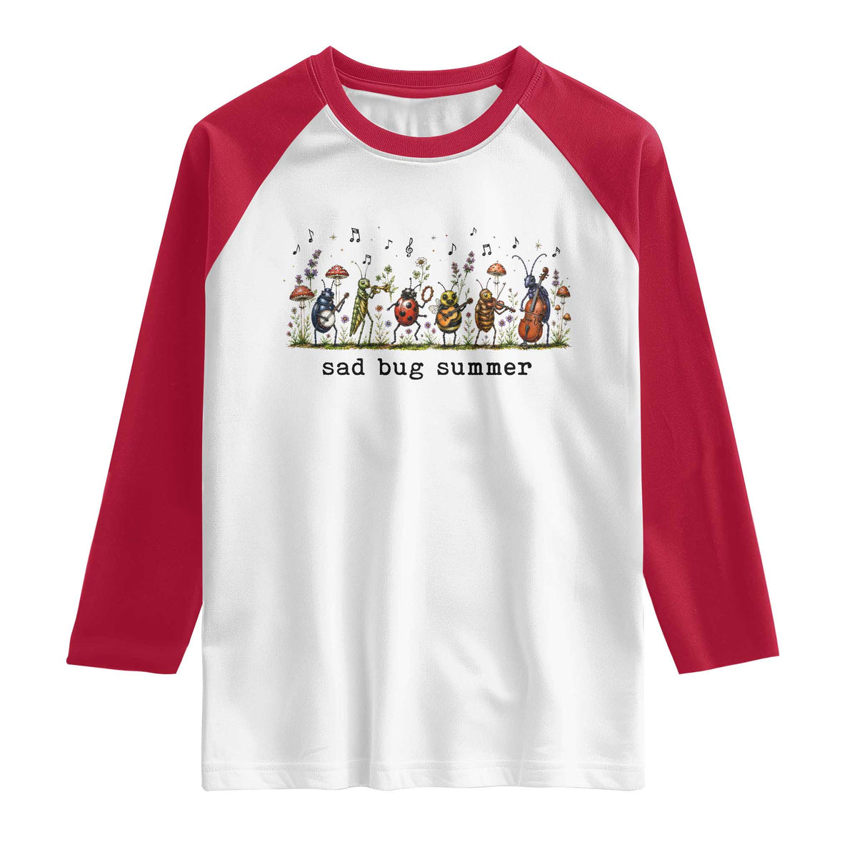 Sad Bug Summer Funny Insect Inspired Indie Aesthetic Raglan Shirt Folk Pop Music Bugs Lover