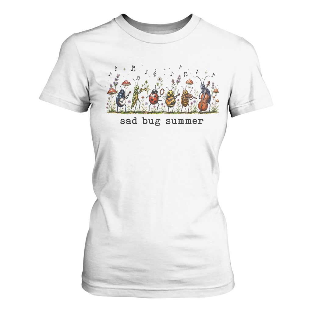 Sad Bug Summer Funny Insect Inspired Indie Aesthetic T Shirt For Women Folk Pop Music Bugs Lover TS11 White Print Your Wear