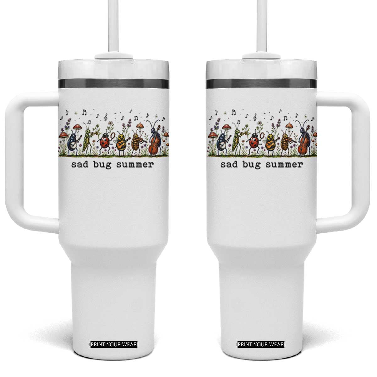 Sad Bug Summer Funny Insect Inspired Indie Aesthetic Tumbler With Handle Folk Pop Music Bugs Lover TS11 One Size: 40 oz White Print Your Wear