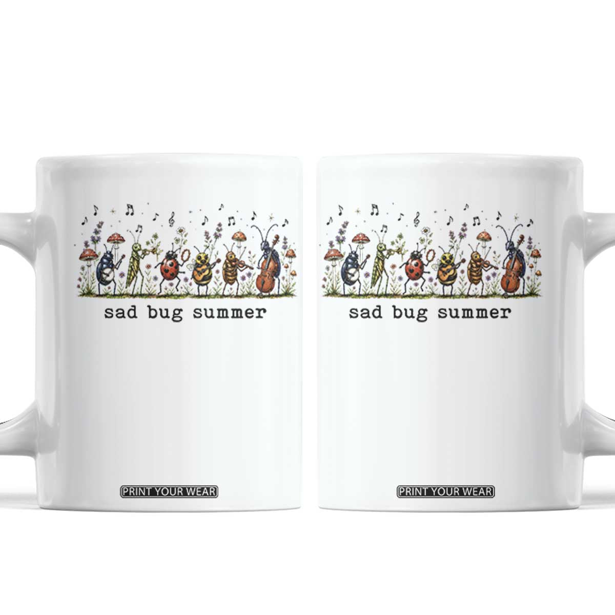 Sad Bug Summer Funny Insect Inspired Indie Aesthetic Coffee Mug Folk Pop Music Bugs Lover TS11 White Print Your Wear