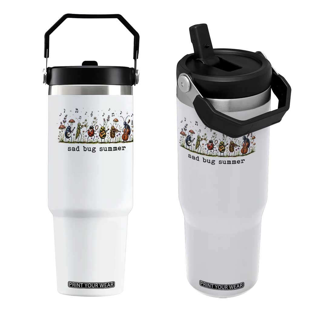 Sad Bug Summer Funny Insect Inspired Indie Aesthetic Flip Straw Tumbler Folk Pop Music Bugs Lover TS11 One Size: 30 oz White Print Your Wear