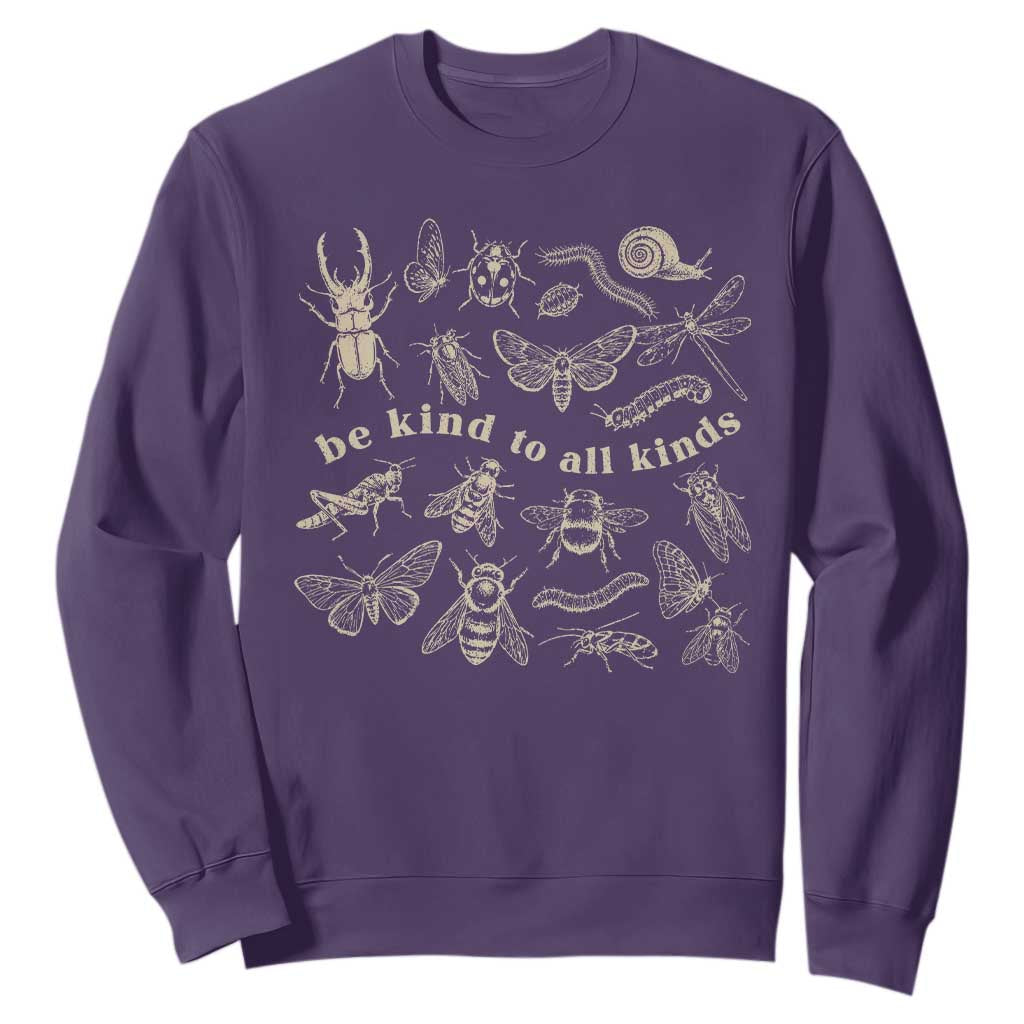 Be Kind To All Kinds Bugs Entomologist Insect Lover Sweatshirt TS11 Purple Print Your Wear