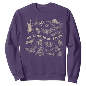 Be Kind To All Kinds Bugs Entomologist Insect Lover Sweatshirt TS11 Purple Print Your Wear
