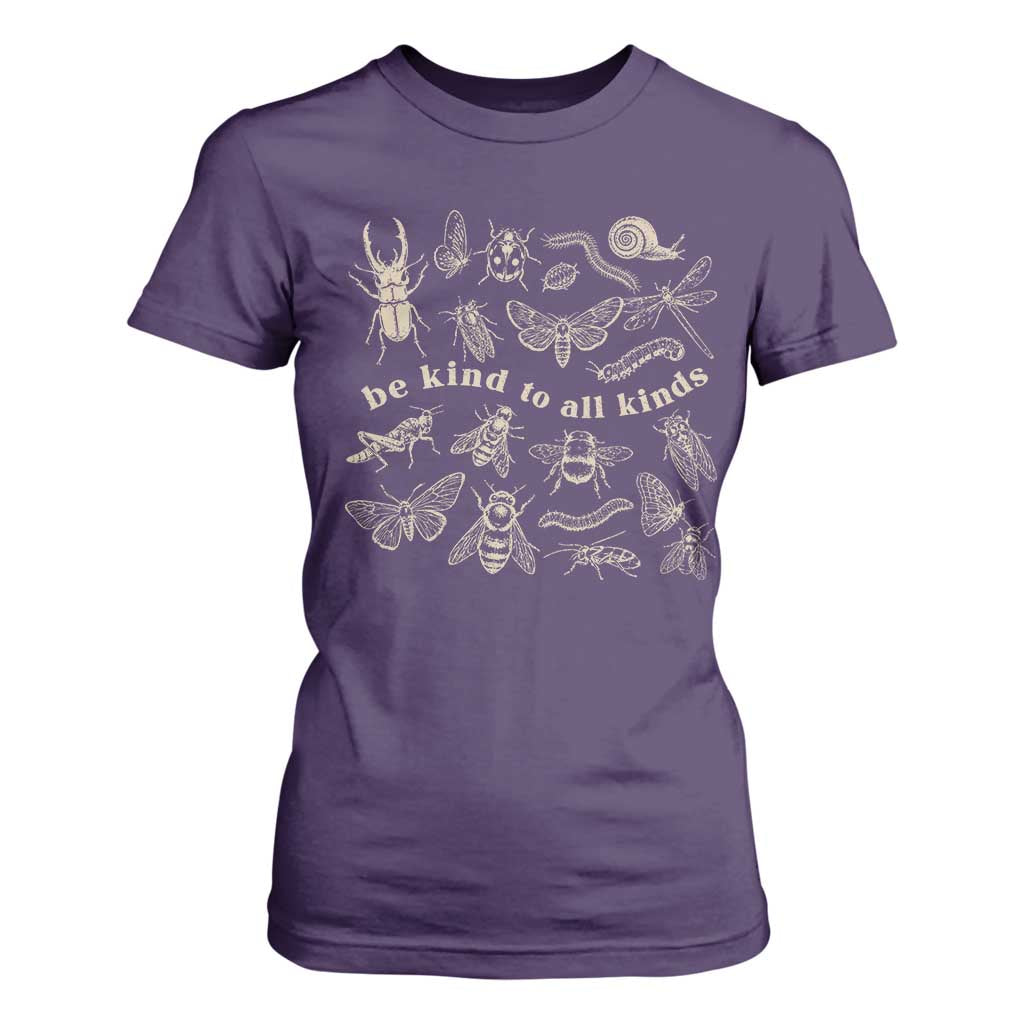 Be Kind To All Kinds Bugs Entomologist Insect Lover T Shirt For Women TS11 Purple Print Your Wear