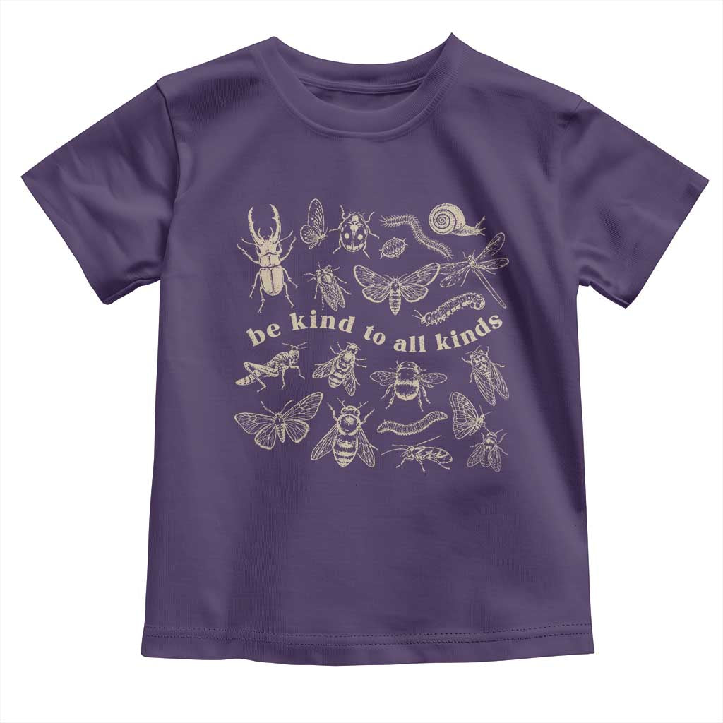 Be Kind To All Kinds Bugs Entomologist Insect Lover Toddler T Shirt TS11 Purple Print Your Wear