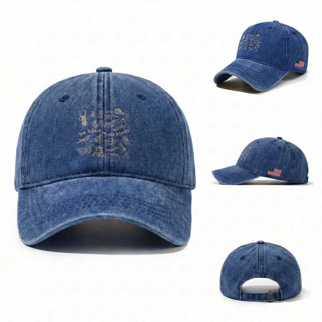 Be Kind To All Kinds Bugs Entomologist Insect Lover Washed Cotton Baseball Cap