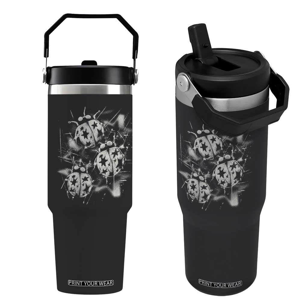 Ladybug Y2k Grunge 2000s Alt 90s Vintage Star Dots Teen Flip Straw Tumbler TS11 One Size: 30 oz Black Print Your Wear