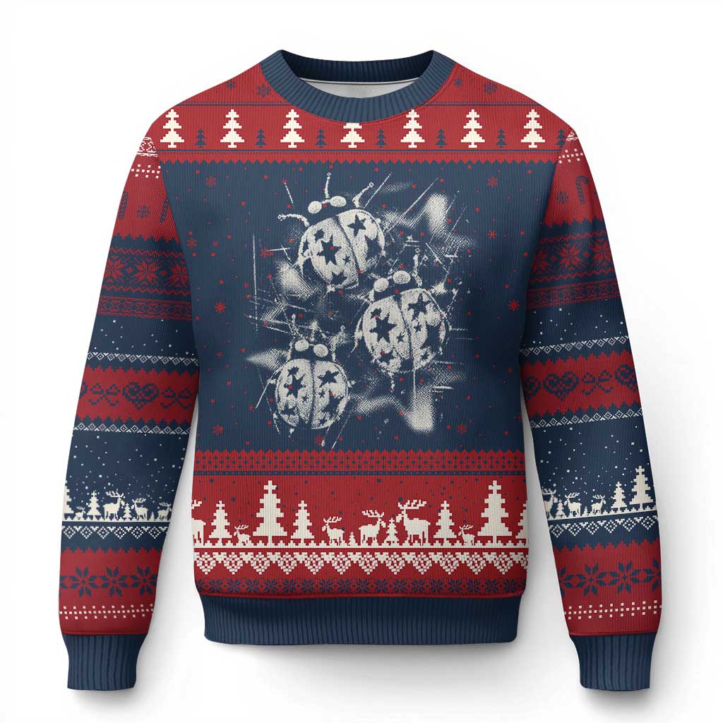 Ladybug Y2k Grunge 2000s Alt 90s Vintage Star Dots Teen Ugly Christmas Sweater TS11 Navy Red Print Your Wear