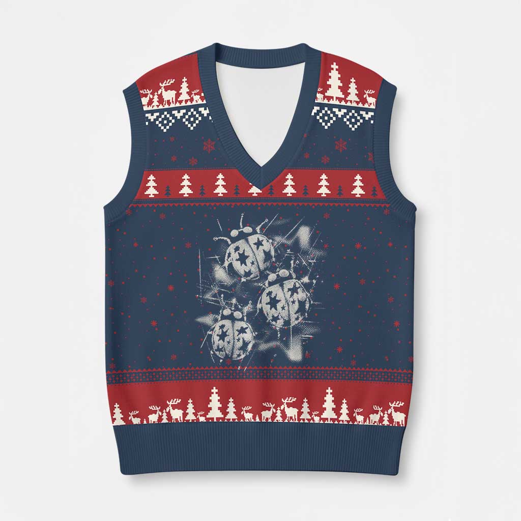 Ladybug Y2k Grunge 2000s Alt 90s Vintage Star Dots Teen V-Neck Knit Sweater Vest TS11 Navy Red Print Your Wear
