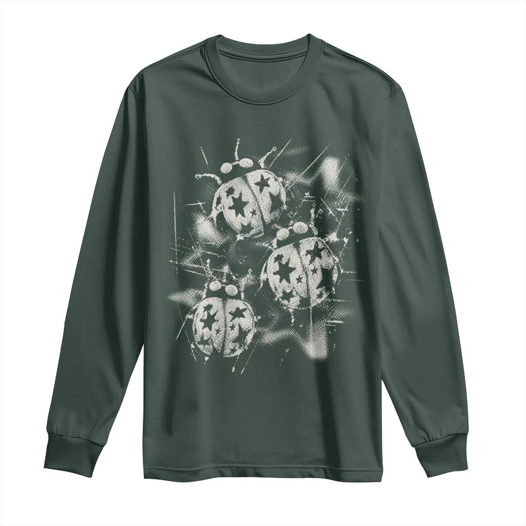 Ladybug Y2k Grunge 2000s Alt 90s Vintage Star Dots Teen Long Sleeve Shirt