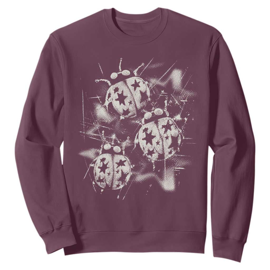 Ladybug Y2k Grunge 2000s Alt 90s Vintage Star Dots Teen Sweatshirt