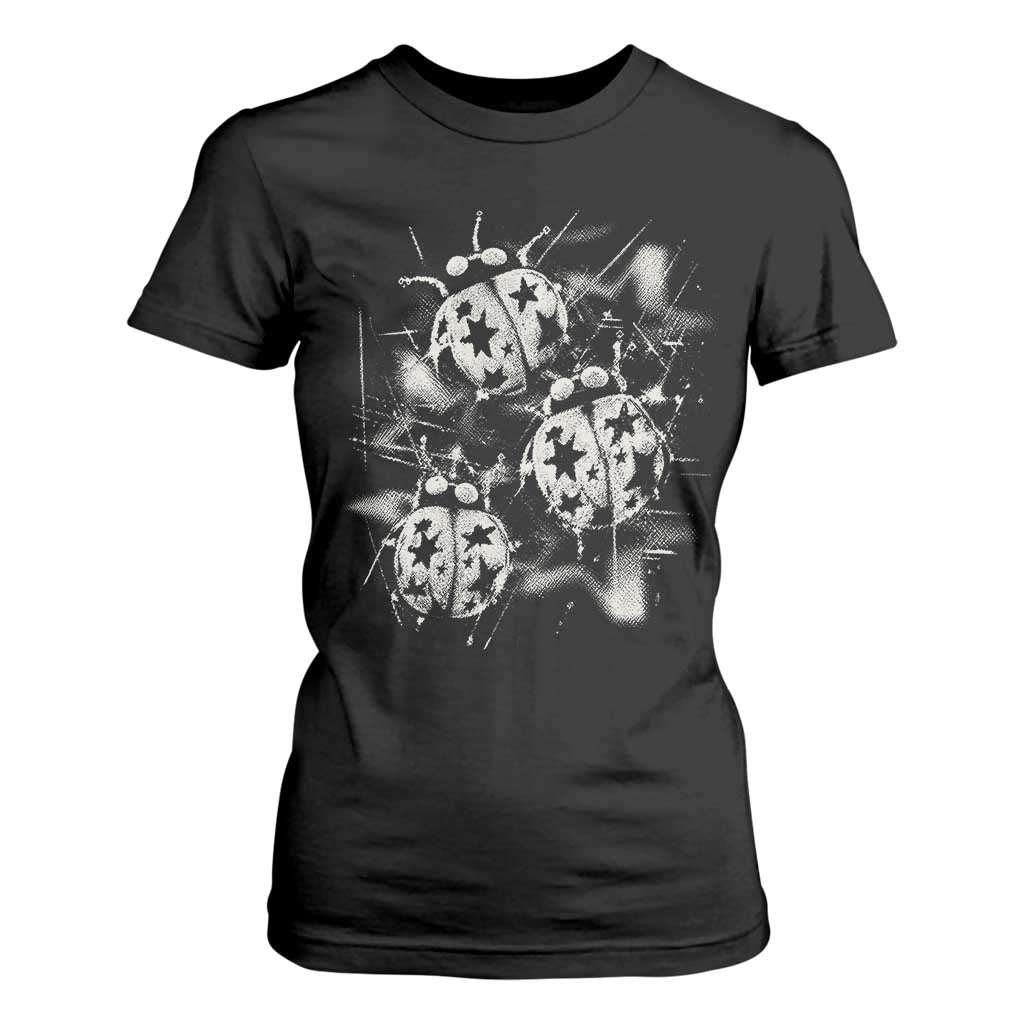 Ladybug Y2k Grunge 2000s Alt 90s Vintage Star Dots Teen T Shirt For Women TS11 Black Print Your Wear