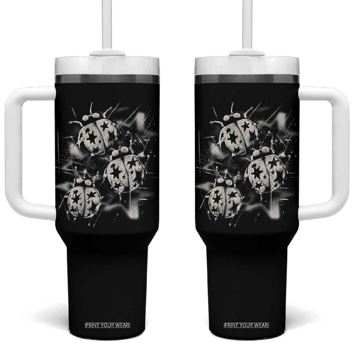 Ladybug Y2k Grunge 2000s Alt 90s Vintage Star Dots Teen Tumbler With Handle TS11 One Size: 40 oz Black Print Your Wear