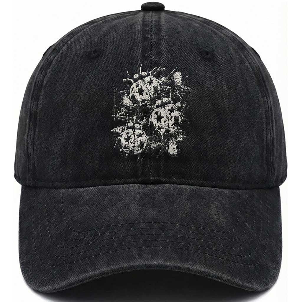 Ladybug Y2k Grunge 2000s Alt 90s Vintage Star Dots Teen Washed Cotton Baseball Cap TS11 Print Your Wear