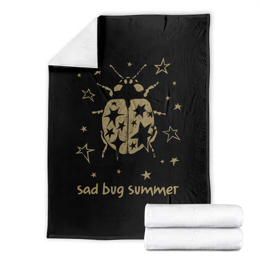 Sad Bug Summer Y2k Ladybug Grunge 2000s Vintage Throw Blanket Folk Music Bugs Lover TS11 Black Print Your Wear