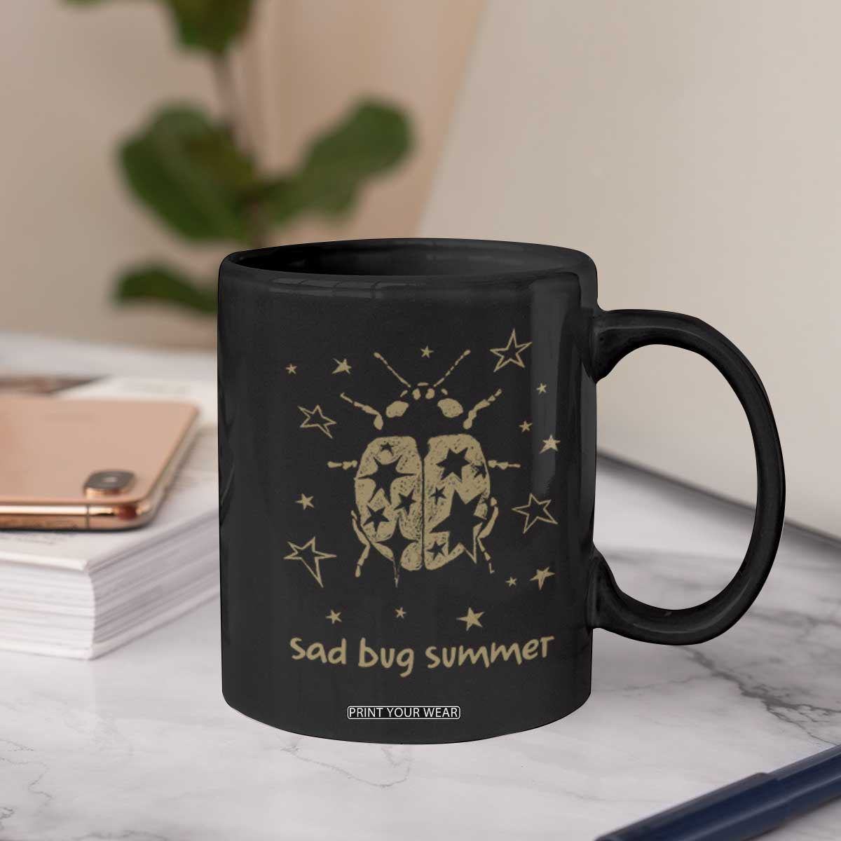 Sad Bug Summer Y2k Ladybug Grunge 2000s Vintage Coffee Mug Folk Music Bugs Lover