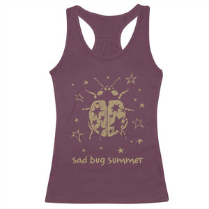 Sad Bug Summer Y2k Ladybug Grunge 2000s Vintage Racerback Tank Top Folk Music Bugs Lover