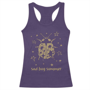 Sad Bug Summer Y2k Ladybug Grunge 2000s Vintage Racerback Tank Top Folk Music Bugs Lover