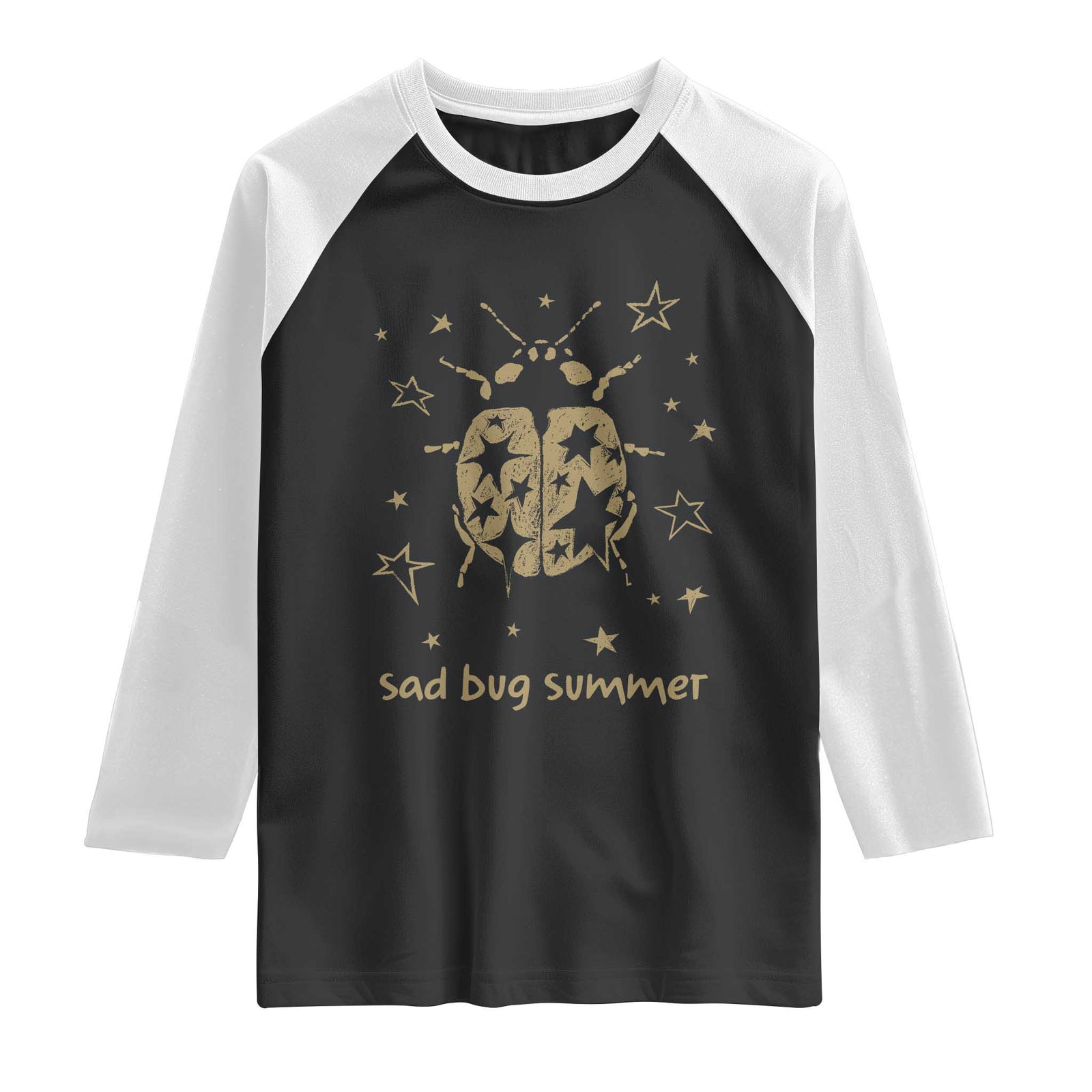 Sad Bug Summer Y2k Ladybug Grunge 2000s Vintage Raglan Shirt Folk Music Bugs Lover TS11 Black White Print Your Wear