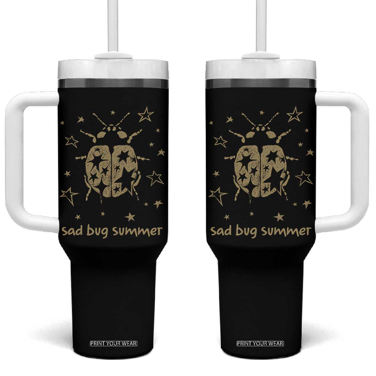 Sad Bug Summer Y2k Ladybug Grunge 2000s Vintage Tumbler With Handle Folk Music Bugs Lover TS11 One Size: 40 oz Black Print Your Wear