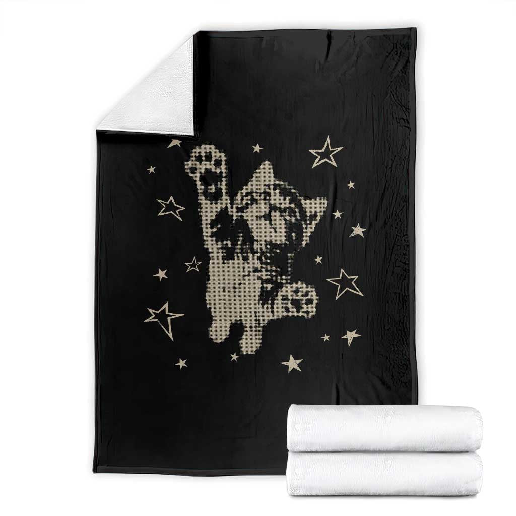 90s Y2k Cat Jumping Stars 2000s Grunge Vintage Graphic Throw Blanket TS11 Black Print Your Wear