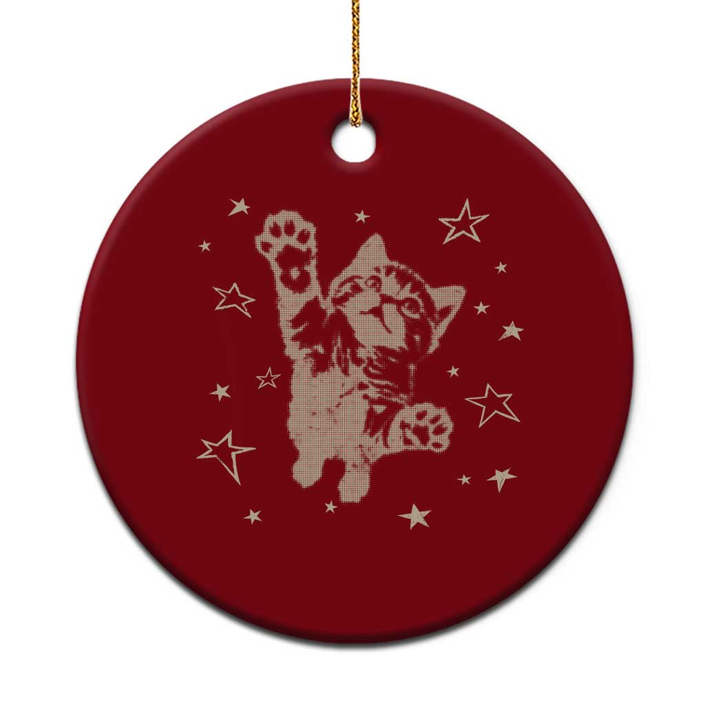 90s Y2k Cat Jumping Stars 2000s Grunge Vintage Graphic Ceramic Ornament TS11 1pc Red Print Your Wear