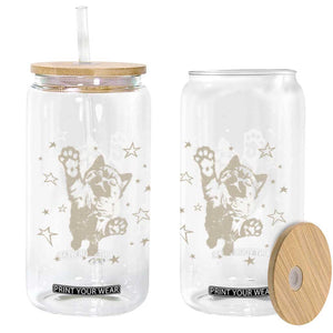 90s Y2k Cat Jumping Stars 2000s Grunge Vintage Graphic Glass Can