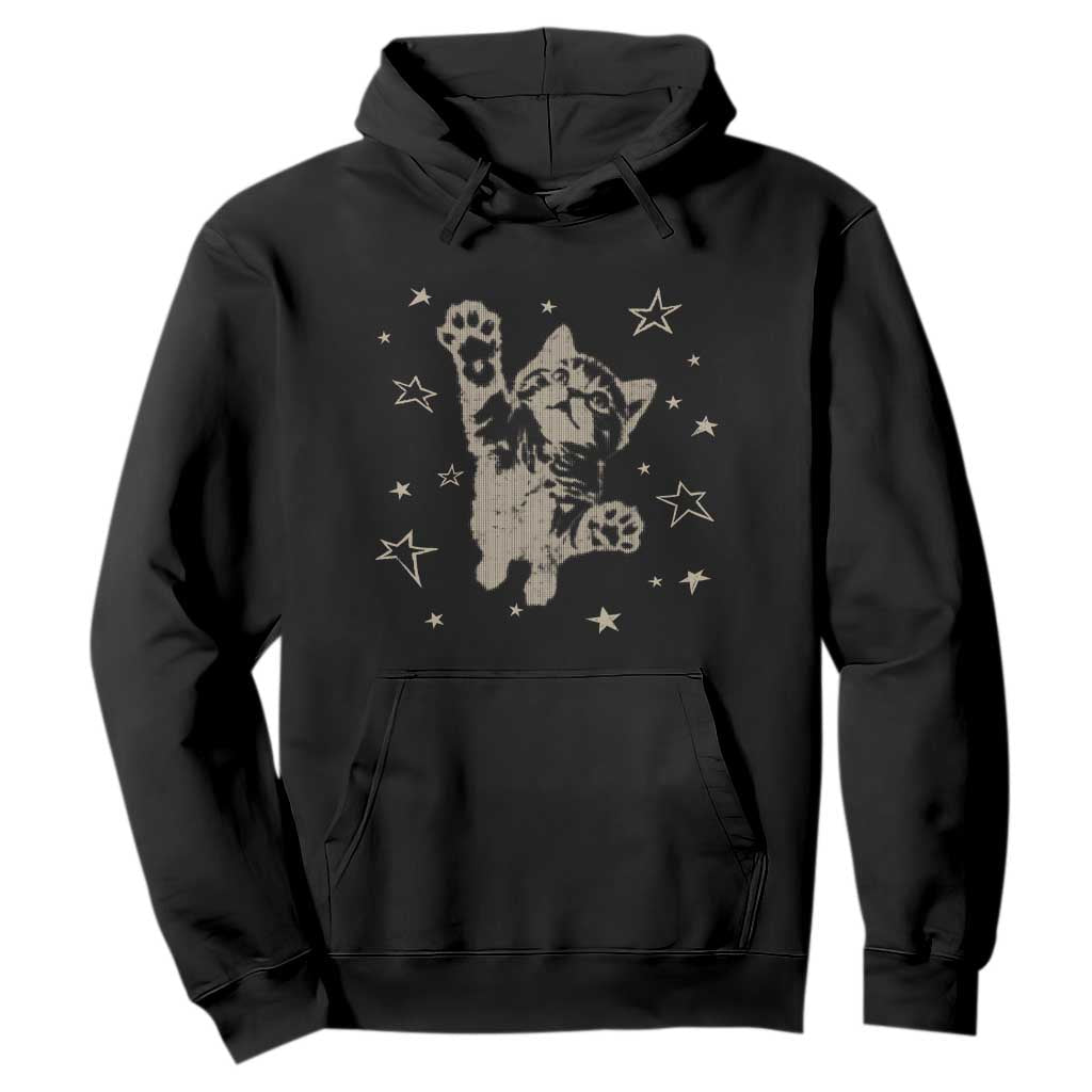 90s Y2k Cat Jumping Stars 2000s Grunge Vintage Graphic Hoodie TS11 Black Print Your Wear