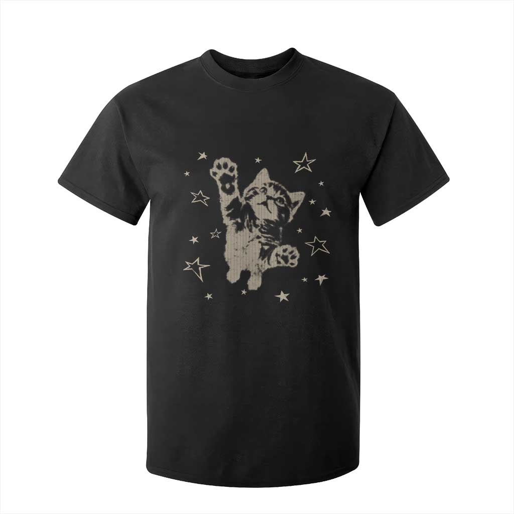 90s Y2k Cat Jumping Stars 2000s Grunge Vintage Graphic T Shirt For Kid TS11 Black Print Your Wear