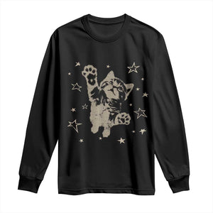 90s Y2k Cat Jumping Stars 2000s Grunge Vintage Graphic Long Sleeve Shirt