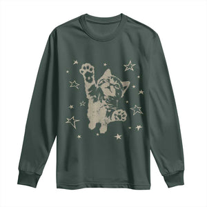 90s Y2k Cat Jumping Stars 2000s Grunge Vintage Graphic Long Sleeve Shirt
