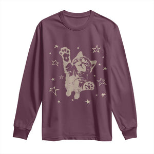90s Y2k Cat Jumping Stars 2000s Grunge Vintage Graphic Long Sleeve Shirt