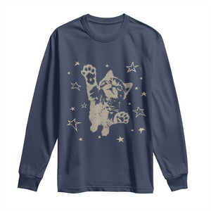 90s Y2k Cat Jumping Stars 2000s Grunge Vintage Graphic Long Sleeve Shirt