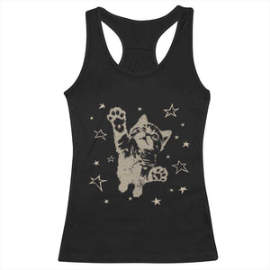 90s Y2k Cat Jumping Stars 2000s Grunge Vintage Graphic Racerback Tank Top