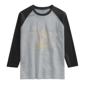 90s Y2k Cat Jumping Stars 2000s Grunge Vintage Graphic Raglan Shirt