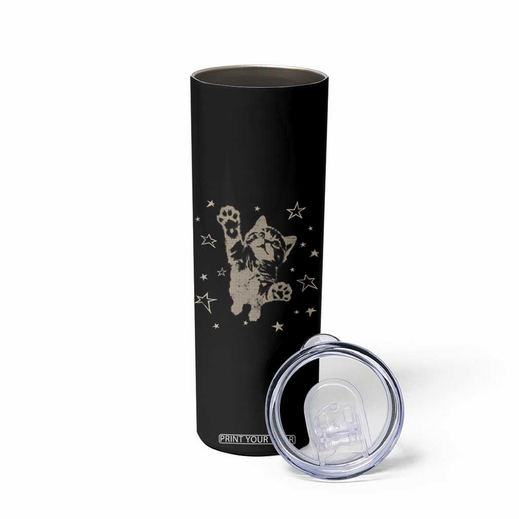 90s Y2k Cat Jumping Stars 2000s Grunge Vintage Graphic Skinny Tumbler