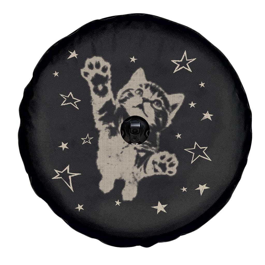90s Y2k Cat Jumping Stars 2000s Grunge Vintage Graphic Spare Tire Cover