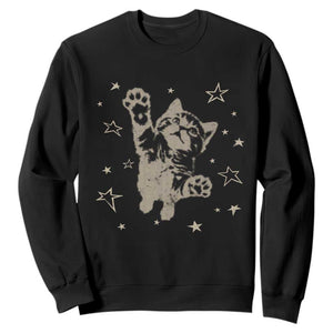 90s Y2k Cat Jumping Stars 2000s Grunge Vintage Graphic Sweatshirt