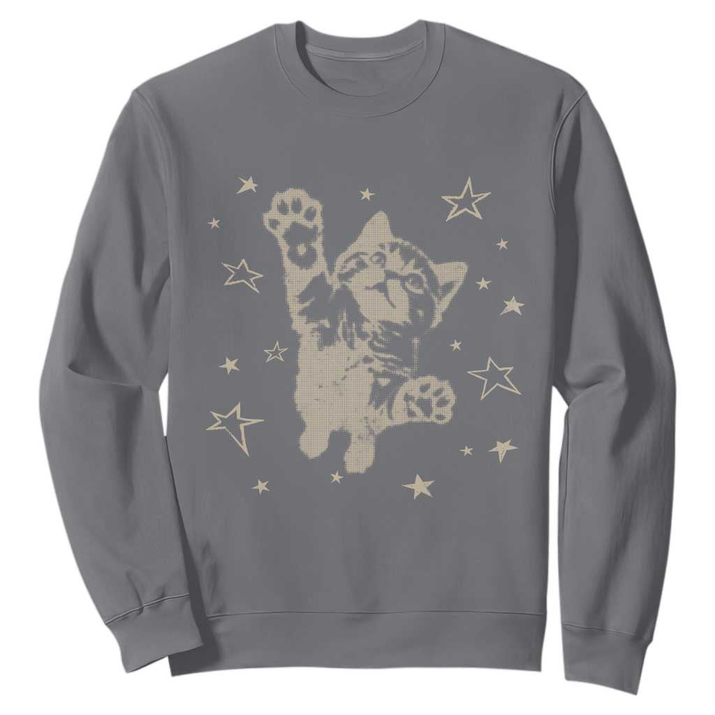 90s Y2k Cat Jumping Stars 2000s Grunge Vintage Graphic Sweatshirt