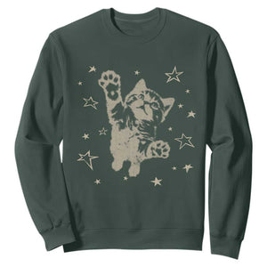 90s Y2k Cat Jumping Stars 2000s Grunge Vintage Graphic Sweatshirt
