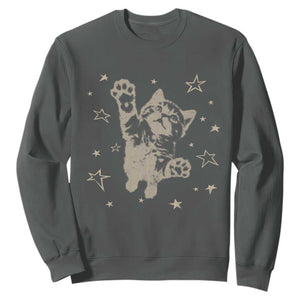 90s Y2k Cat Jumping Stars 2000s Grunge Vintage Graphic Sweatshirt