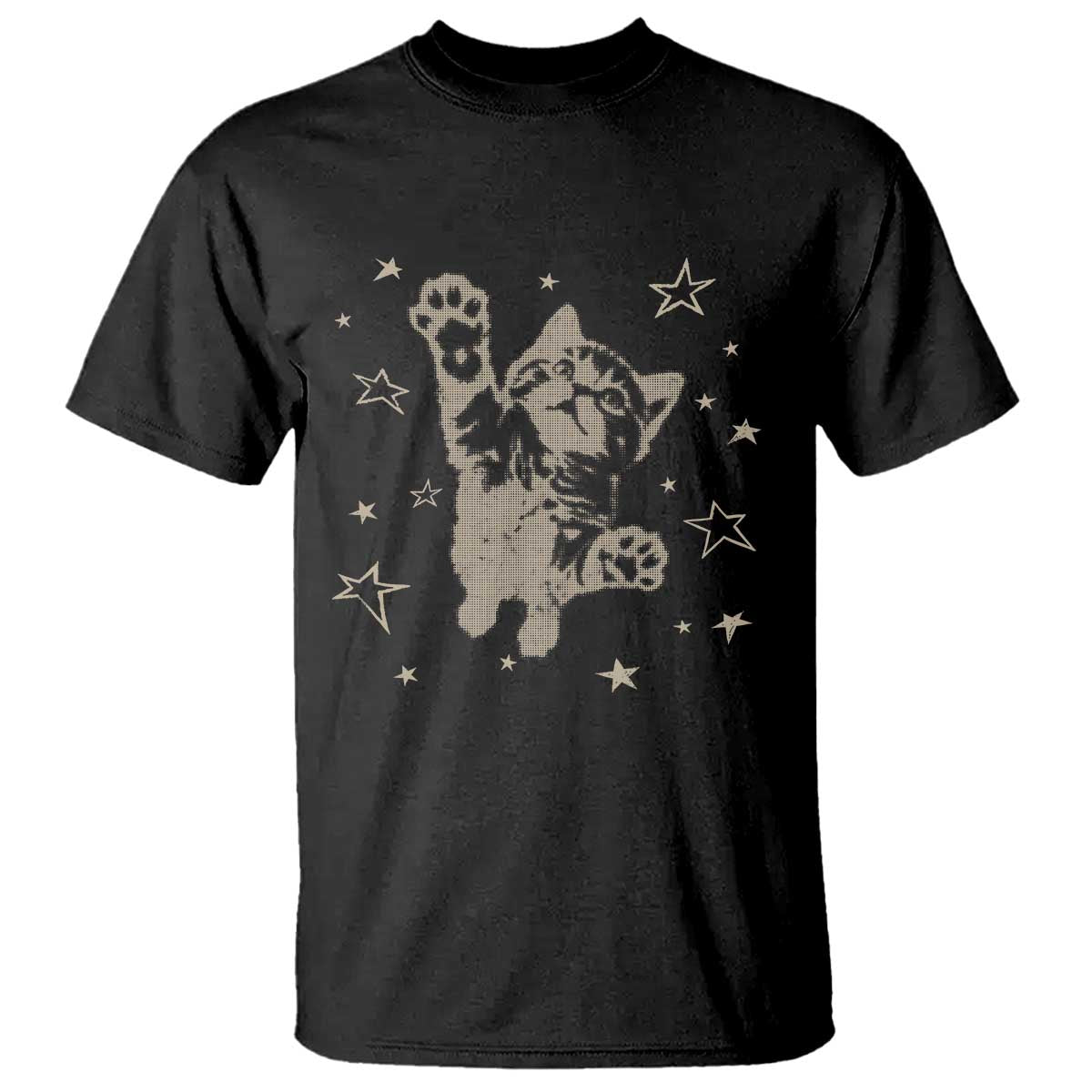 90s Y2k Cat Jumping Stars 2000s Grunge Vintage Graphic T Shirt TS11 Black Print Your Wear