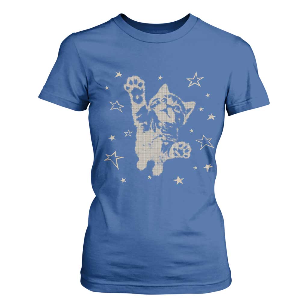 90s Y2k Cat Jumping Stars 2000s Grunge Vintage Graphic T Shirt For Women