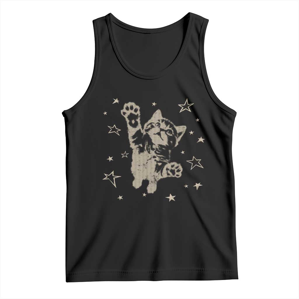 90s Y2k Cat Jumping Stars 2000s Grunge Vintage Graphic Tank Top TS11 Black Print Your Wear