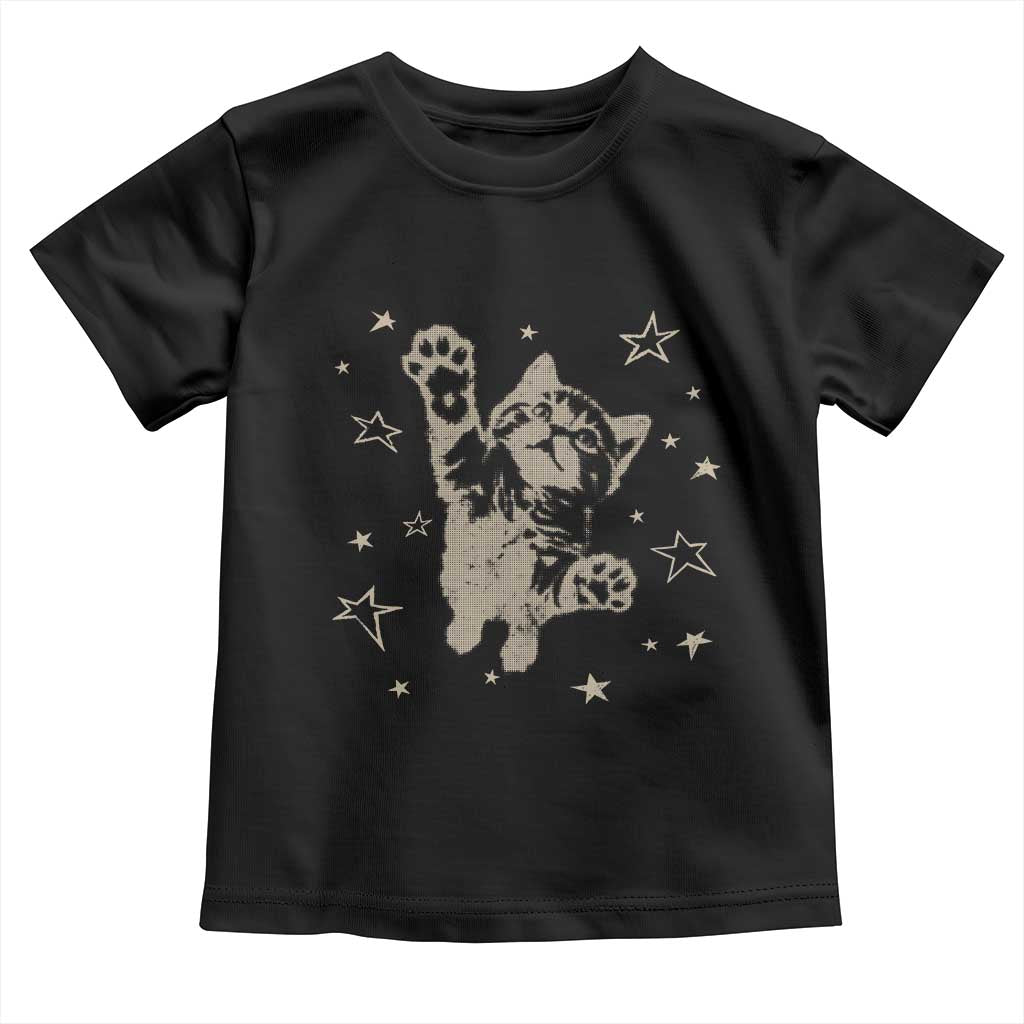 90s Y2k Cat Jumping Stars 2000s Grunge Vintage Graphic Toddler T Shirt TS11 Black Print Your Wear