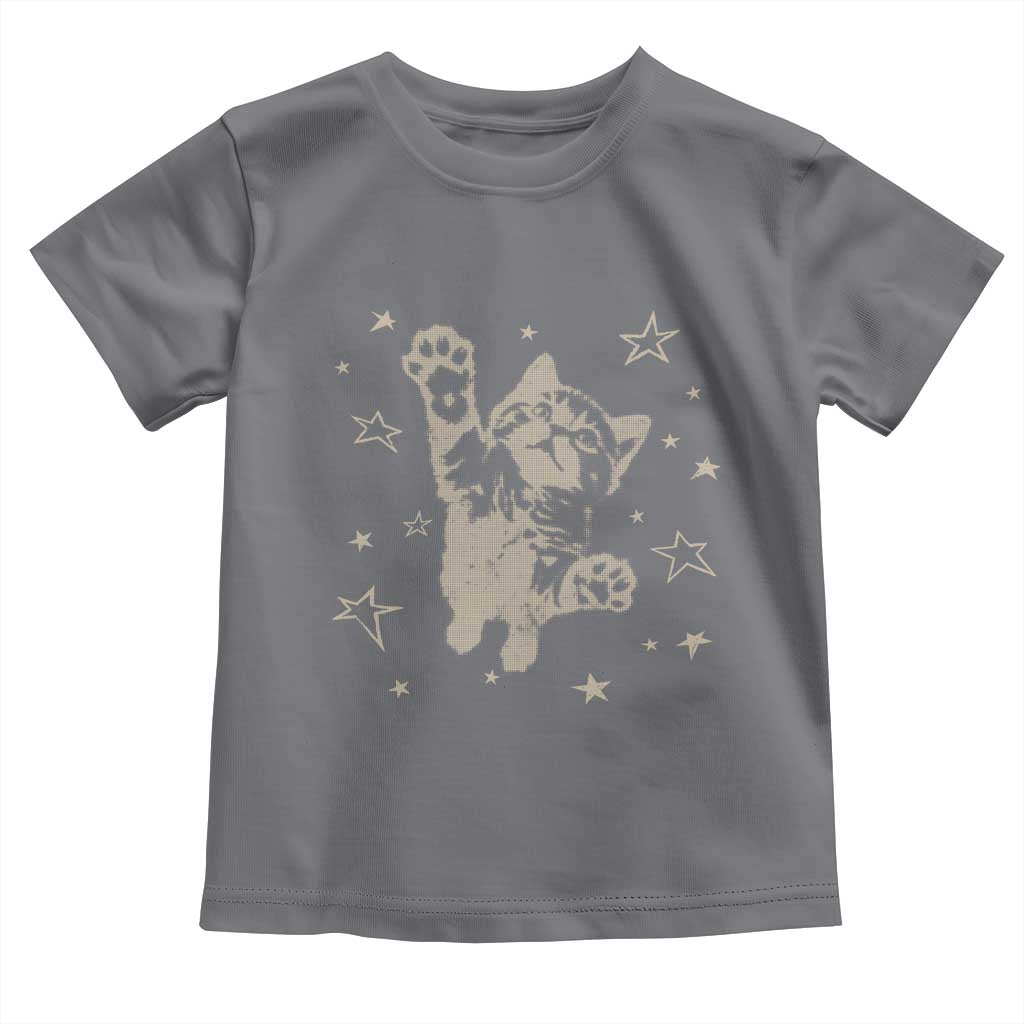 90s Y2k Cat Jumping Stars 2000s Grunge Vintage Graphic Toddler T Shirt