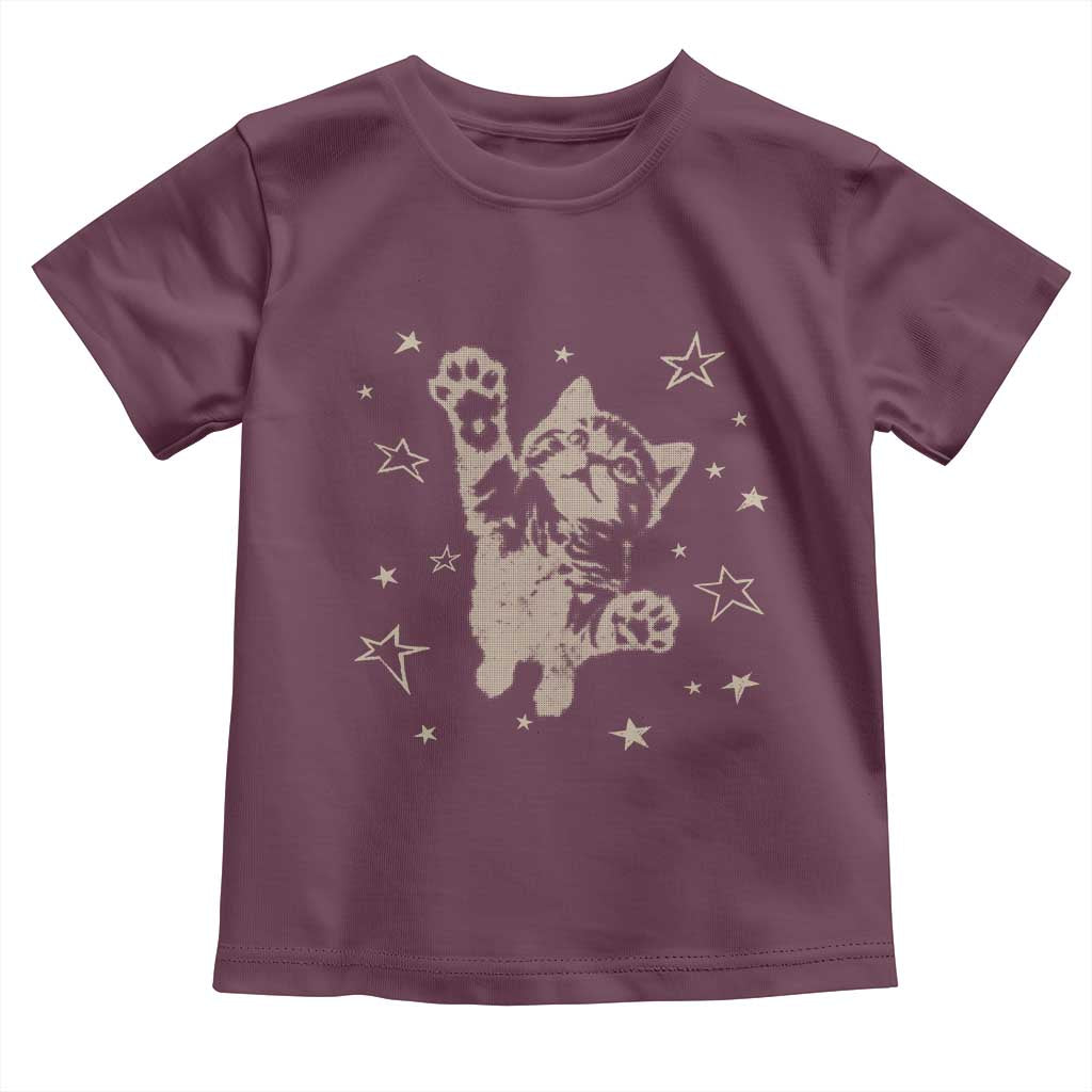 90s Y2k Cat Jumping Stars 2000s Grunge Vintage Graphic Toddler T Shirt